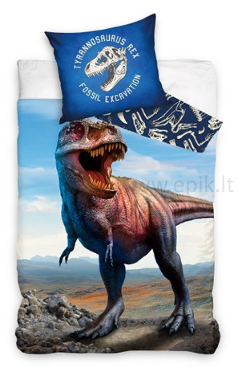 Dvipusis vaikiškas  patalynės komplektas "Tiranozaurus Rex"